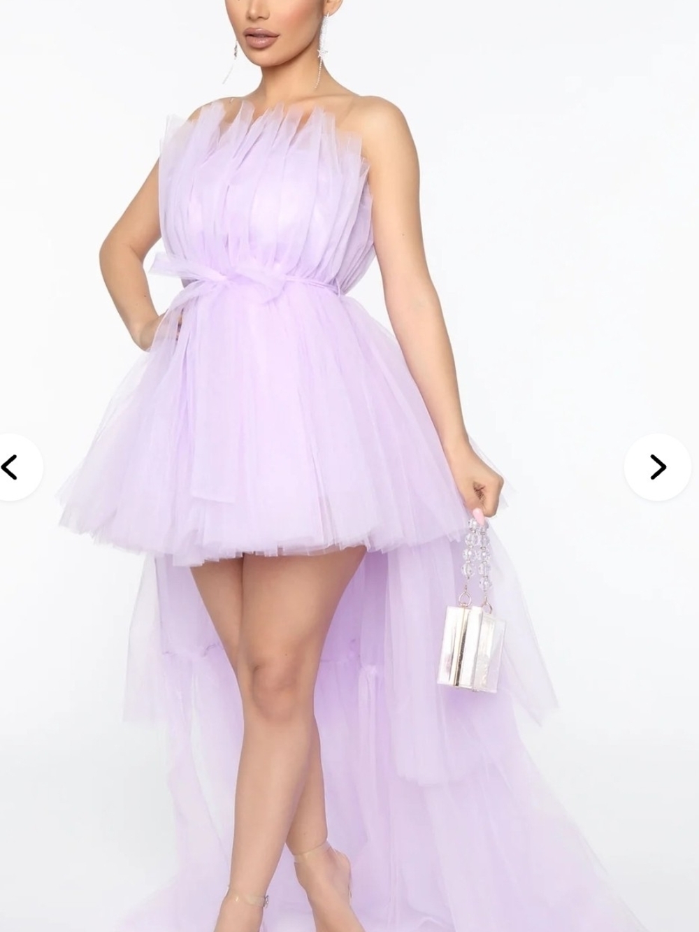Lavender High-Low Tulle Mini Dress